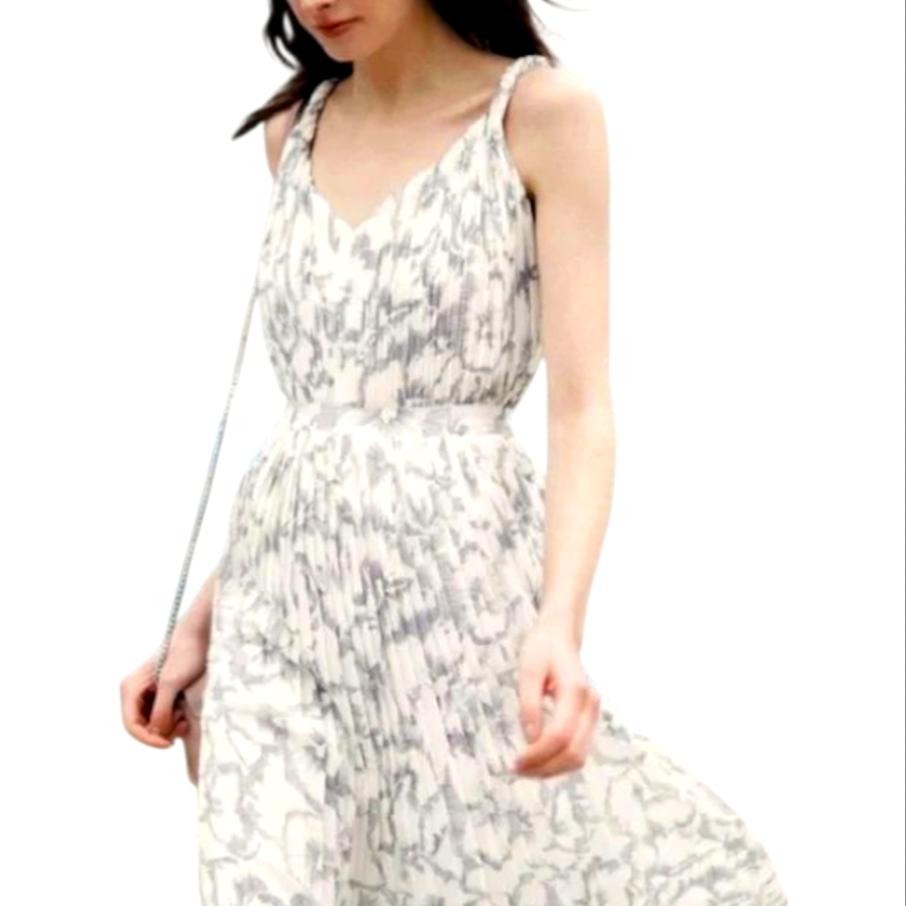 Banana Republic NWT Women's Sketch Floral Dress Size 4 Cream & Gray